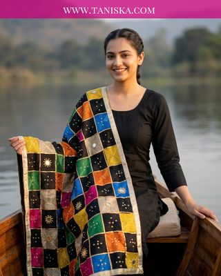 Midnight Onyx Jewel-Tone Bagh Phulkari