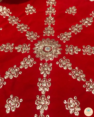 1 Red Multi-Purpose DORI RUMAL (Gift Bag, Thaal Cover, Potli Bag - Perfect for: Indian Wedding, Shagan Ceremony, Chunni Charhana, Bridal Shower, Baby Shower, Maiyan, Weddings, Favors, Shaadi, Walima)