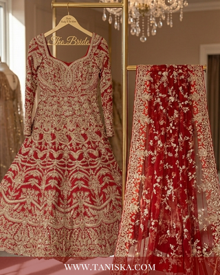 Regal Crimson Zardosi Bridal Lehenga