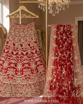 Regal Crimson Zardosi Bridal Lehenga