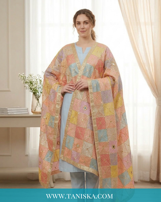 Pure Heritage Pastel Bagh Phulkari