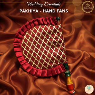 Punjabi Pakhi with Golden-Maroon Decorated Patterns (Hand-Fan - Single Piece)