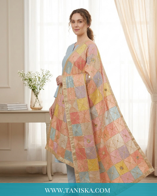 Pure Heritage Pastel Bagh Phulkari
