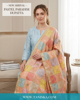 Pure Heritage Pastel Bagh Phulkari