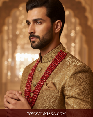 The Maharaja’s Ruby | Layered Crimson & Gold Mala