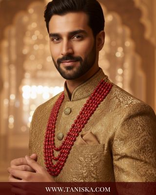 The Maharaja’s Ruby | Layered Crimson & Gold Mala
