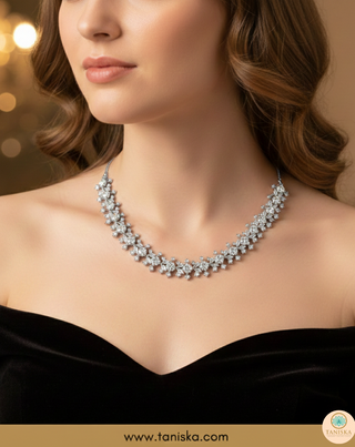 American Diamond Style Necklace (Necklace ONLY) - Silver
