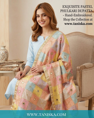 Pure Heritage Pastel Bagh Phulkari