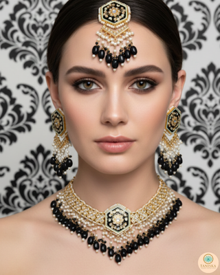 The Onyx Hexagon Majesty Necklace Set