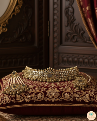HARLEEN Golden Glass Necklace Set