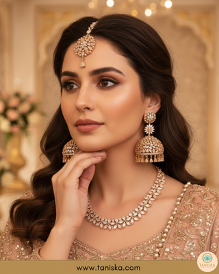 American Diamond Style Necklace Set - Rose Gold