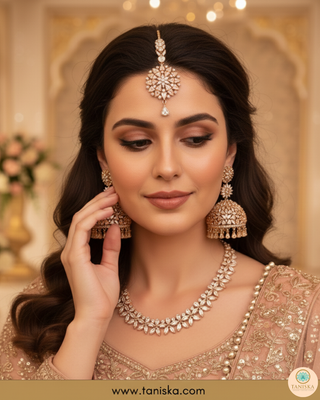 American Diamond Style Necklace Set - Rose Gold