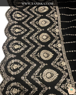 The Midnight Sultan | Striped Velvet Zardosi Groom’s Shawl