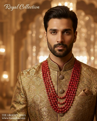 The Maharaja’s Ruby | Layered Crimson & Gold Mala