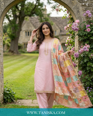 Pure Heritage Pastel Bagh Phulkari