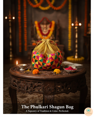 1 Phulkari Multi-Purpose DORI RUMAL (Gift Bag, Thaal Cover, Potli Bag - Perfect for: Indian Wedding, Shagan Ceremony, Chunni Charhana, Bridal Shower, Baby Shower, Maiyan, Weddings, Favors, Shaadi, Walima)