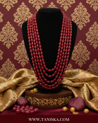 The Maharaja’s Ruby | Layered Crimson & Gold Mala