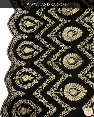 The Midnight Sultan | Striped Velvet Zardosi Groom’s Shawl