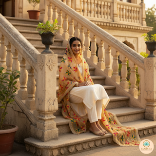 The Golden Star Bloom Phulkari Dupatta