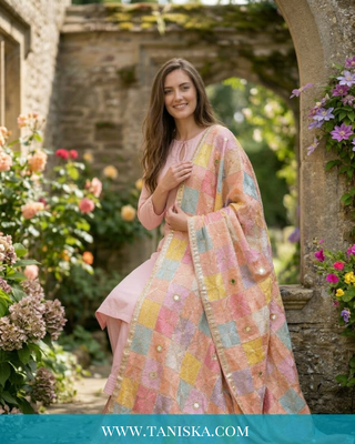 Pure Heritage Pastel Bagh Phulkari