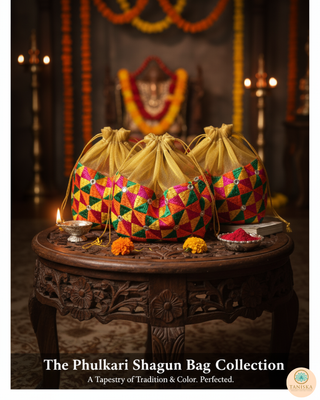 1 Phulkari Multi-Purpose DORI RUMAL (Gift Bag, Thaal Cover, Potli Bag - Perfect for: Indian Wedding, Shagan Ceremony, Chunni Charhana, Bridal Shower, Baby Shower, Maiyan, Weddings, Favors, Shaadi, Walima)