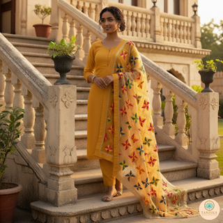The Golden Star Bloom Phulkari Dupatta