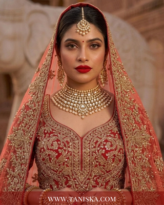 Regal Crimson Zardosi Bridal Lehenga
