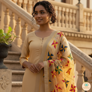 The Golden Star Bloom Phulkari Dupatta