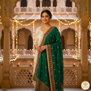 The Royal Emerald Phulkari Dupatta