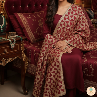 The Maroon Glam Phulkari Dupatta