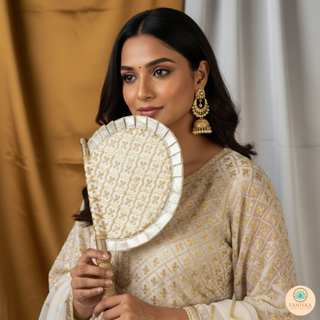 Golden Punjabi Pakhi (Hand Fan - Single Piece)