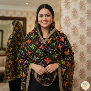 The Midnight Star Bloom Phulkari Dupatta