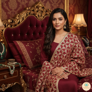 The Maroon Glam Phulkari Dupatta