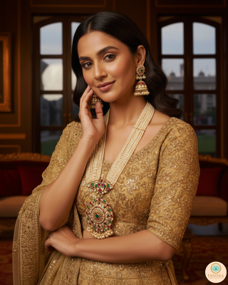 HEER Traditional Multi Pachi Kundan Long Haar Set