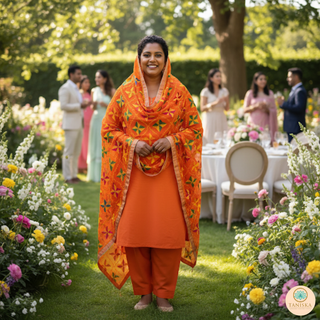 The Orange Star Bloom Phulkari Dupatta