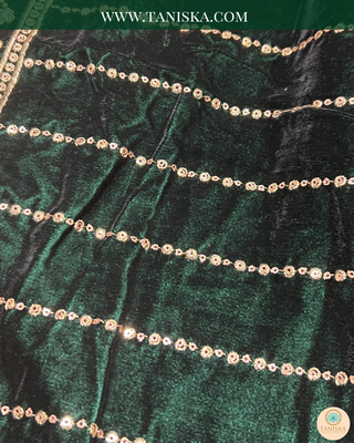 The Emerald Empire | Striped Velvet Zardosi Groom’s Shawl
