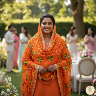 The Orange Star Bloom Phulkari Dupatta