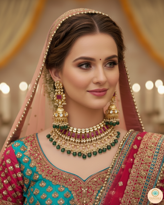 ARIAYANA Traditional Pachi-Kundan Necklace Set