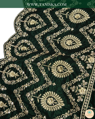 The Emerald Empire | Striped Velvet Zardosi Groom’s Shawl