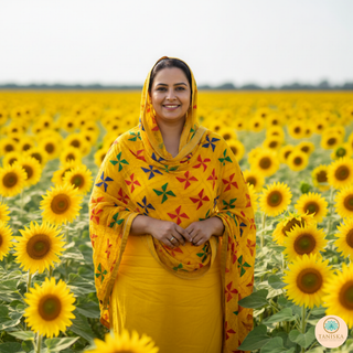 The Yellow Star Bloom Phulkari Dupatta