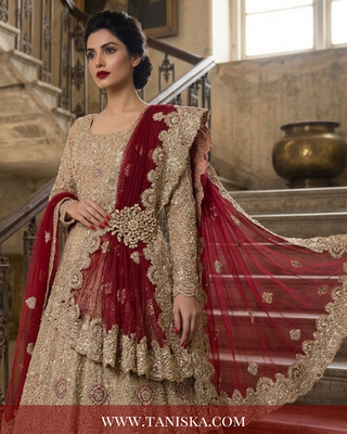 Champagne Gold Heavily Embellished Bridal Lehenga