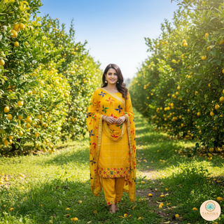 The Yellow Star Bloom Phulkari Dupatta