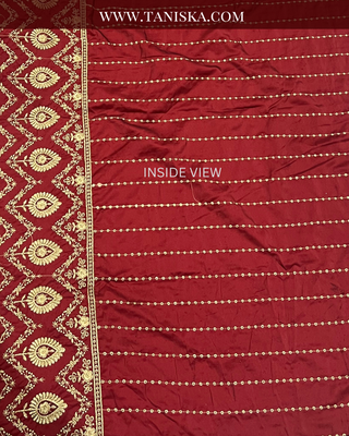 The Regal Crimson | Striped Velvet Zardosi Groom’s Shawl