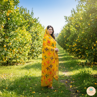 The Yellow Star Bloom Phulkari Dupatta