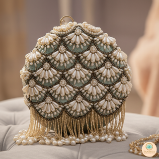 The Mint Pearl Cascade Clutch Bag