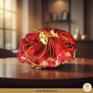 1 Maroon Multi-Purpose DORI RUMAL (Gift Bag, Thaal Cover, Potli Bag - Perfect for: Indian Wedding, Shagan Ceremony, Chunni Charhana, Bridal Shower, Baby Shower, Maiyan, Weddings, Favors, Shaadi, Walima)
