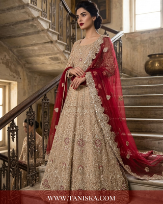 Champagne Gold Heavily Embellished Bridal Lehenga