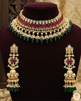 ARIAYANA Traditional Pachi-Kundan Necklace Set