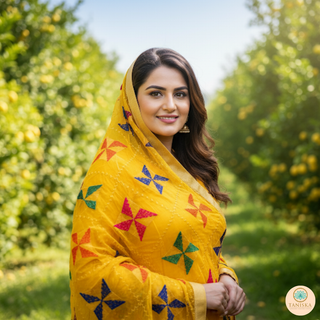 The Yellow Star Bloom Phulkari Dupatta