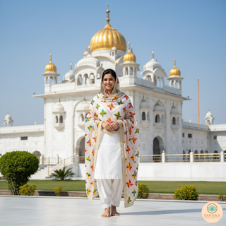 The White Star Bloom Phulkari Dupatta